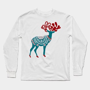 Scandinavian Christmas Reindeer Long Sleeve T-Shirt